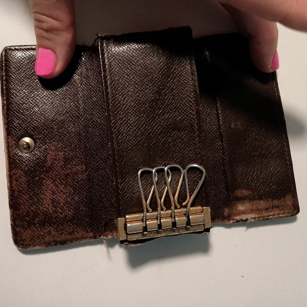 LOUIS VUITTON Damier Ebene Key Rings Holder Hooks  Browns